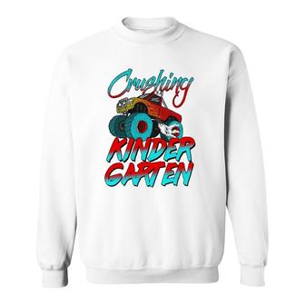 Crushing Kindergarten Monster Truck Back To School Boys Sweatshirt | Mazezy