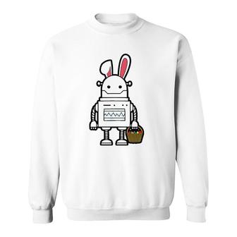 Cute Easter Robot Bunny Easter Day Sweatshirt | Mazezy