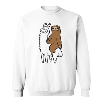 Cute Sloth Riding On Llama Love Llama And Sloths Sweatshirt | Mazezy