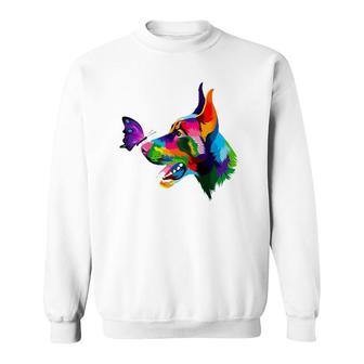 Doberman Dog Colored Dobie Colorful Butterflies Doberman Sweatshirt | Mazezy