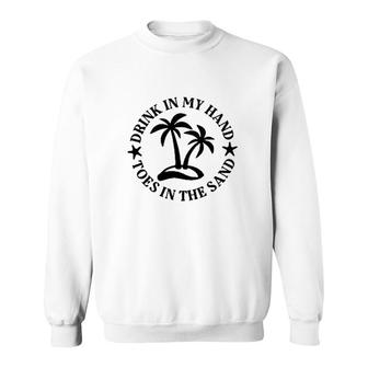 Drink In My Hand Toes In The Sand Graphic Circle Sweatshirt - Seseable