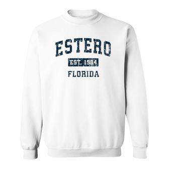 Estero Florida Fl Vintage Sports Design Navy Print Sweatshirt | Mazezy