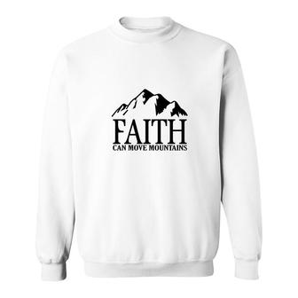 Faith Can Move Mountains Bible Verse Black Graphic Christian Sweatshirt - Seseable