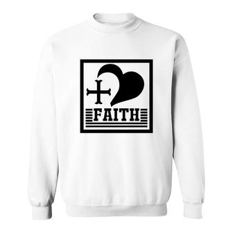 Faith Heart Bible Verse Black Graphic Great Christian Sweatshirt - Seseable