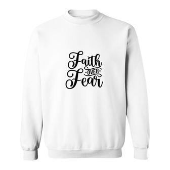 Faith Over Fear Bible Verse Black Graphic Christian Sweatshirt - Seseable