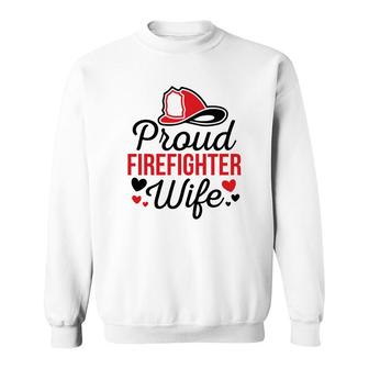 Firefighter Proud Wife Red Heart Black Graphic Meaningful Sweatshirt - Seseable