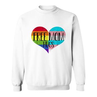 Free Mom Hugs Transgender Rainbow Flag Gay Pride Sweatshirt - Seseable