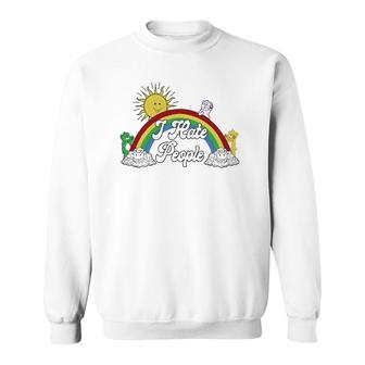 Funny Bear & Rainbow I Hate People Sweatshirt | Mazezy