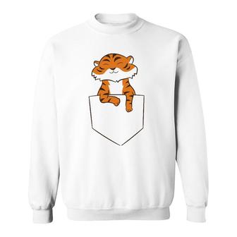 Funny Tiger In Pocket Kids Love Tigers Lion In Pocket Sweatshirt