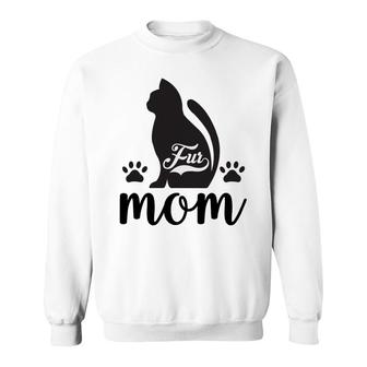 Fur Mom Cat Animal Black Cute Gift For Mom Sweatshirt - Seseable