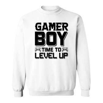 Gamer Boy Time To Level Up Black Design Birthday Boy Matching Video Gamer Sweatshirt - Seseable
