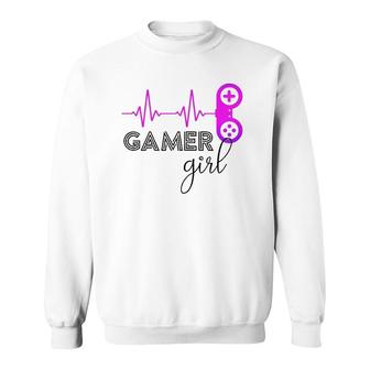 Gamer Girl Heartbeat Gamer For Girl Video Game Lovers Cute Sweatshirt - Seseable