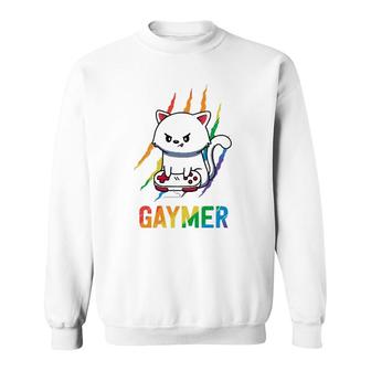 Gaymer Lgbt Cat Pride  Rainbow Video Game Lovers Gift  Sweatshirt