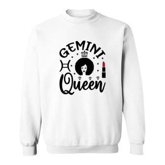 Gemini Girl Curly Hair Lipstick Decoration Birthday Sweatshirt - Seseable