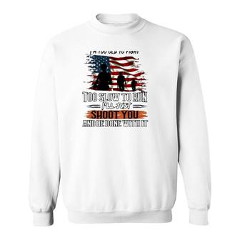 Grumpy Old Man Us Flag Troops Silhouette Veterans Day Grandpa Gift Sweatshirt - Seseable