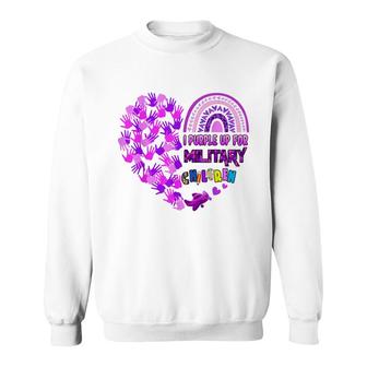 Heart Military Child Month - Purple Up For Military Kids Sweatshirt - Seseable