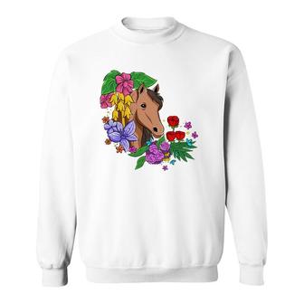 Horse Racing Riding Lover Flowers Barn Equestrian Girl Women Sweatshirt | Mazezy