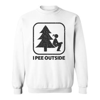 I Pee Outside Girl Sign Funny Camping Hiking Outdoor V2 Sweatshirt - Thegiftio UK