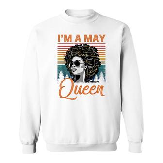 Im A May Queen Birthday Vintage Black Women Sweatshirt - Seseable