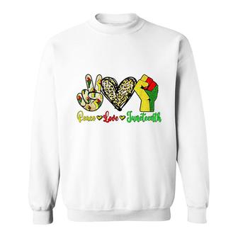 Juneteenth For Women Girls Peace Love Juneteenth Sweatshirt - Thegiftio UK