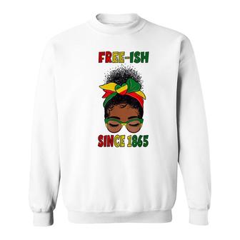 Juneteenth Messy Bun Free-Ish Since 1865 Black Women Pride Sweatshirt - Thegiftio UK