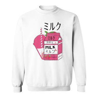 Kawaii90S Japanese Otaku Stylish Aesthetic Milk Strawberry Sweatshirt - Seseable