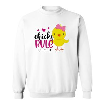 Kids Chicks Rule Cute Chicken Baby Chicken Happy Easter Day Sweatshirt | Mazezy