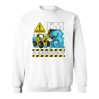 Kids Construction Truck 3Rd Birthday Boy 3 Bulldozer Party Sweatshirt - Seseable