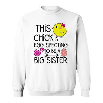 Kids Girls Easter Eggspecting To Be A Big Sister Announcement Sweatshirt | Mazezy