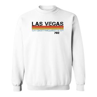 Las Vegas Vintage Retro Stripes Area Code 702 Ver2 Sweatshirt - Seseable