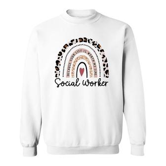 Leopard Rainbow Social Worker Funny Social Worker Christmas Sweatshirt | Mazezy
