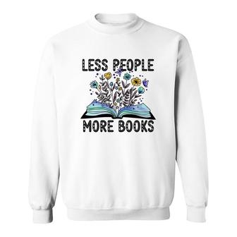 Less People More Books Teacher Black Graphic Sweatshirt - Seseable
