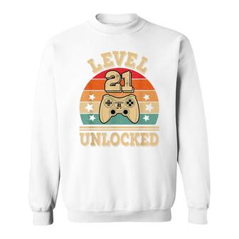 Level 21 Unlocked Video Gaming 21St Birthday 2001 Game Retro Sweatshirt - Seseable