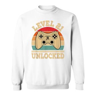 Level 21 Unlocked Video Gaming 21St Birthday 2001 Retro Game Sweatshirt - Seseable