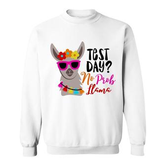 Llama Test Day No Prob Llama Girl Graphic Sweatshirt - Seseable