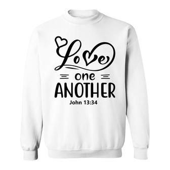 Love One Another Bible Verse Black Graphic Christian Sweatshirt - Seseable