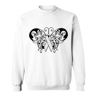 Lung Cancer Awareness Ribbon Butterfly Sweatshirt - Monsterry