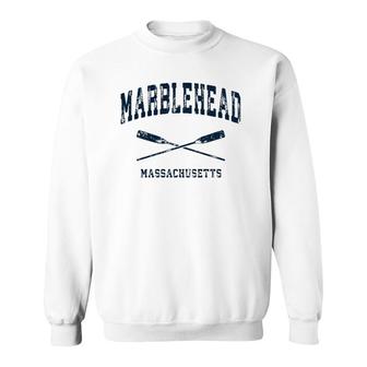 Marblehead Massachusetts Vintage Nautical Crossed Oars Navy Sweatshirt - Thegiftio UK