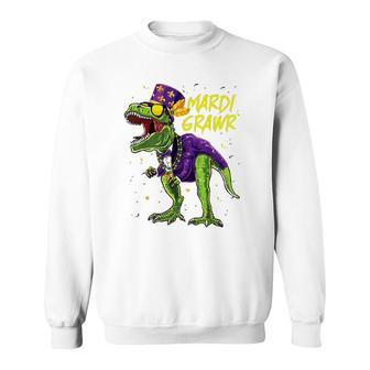 Mardi Grawrrex Toddler Kids Mardi Gras Boys Gift Costume Sweatshirt - Seseable