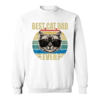 Mens Funny Vintage Cat Daddy Fathers Day Best Cat Dad Ever Sweatshirt - Seseable