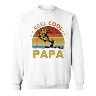 Mens Reel Cool Papa Fisherman Dad Papa Fathers Day Fishing Sweatshirt - Seseable