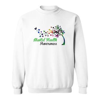 Mental Health Awareness Butterfly Tree Baseball Sweatshirt - Seseable