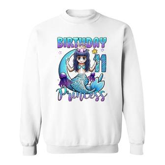Mermaid Birthday Girl 11 Years Old Mermaid 11Th Birthday Sweatshirt - Seseable