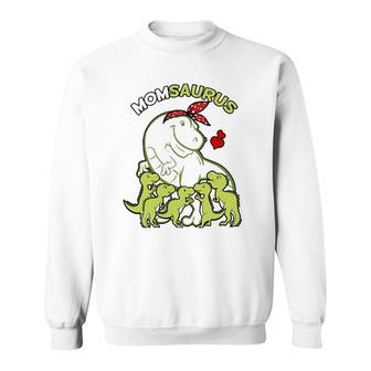 Momsaurus Mom 5 Kids Dinosaur Mothers Day Sweatshirt | Mazezy