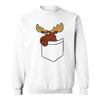 Moose In A Pocket Elk Cute Canadian Moose In Pocket Sweatshirt