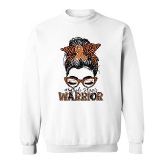 Multiple Sclerosis Ms Warrior Messy Bun Leopard Sweatshirt | Mazezy