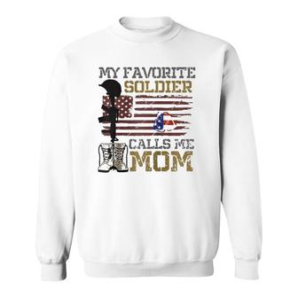 My Favorite Soldier Calls Me Mom Proud Army Mom Raglan Baseball Tee Sweatshirt - Seseable
