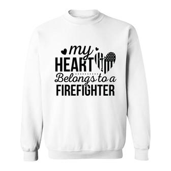 My Heart Belongs To A Firefighter Full Black Sweatshirt - Seseable