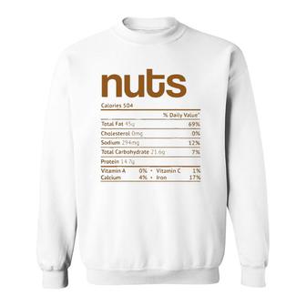 Nuts Nutrition Facts Funny Thanksgiving Christmas Food Sweatshirt - Seseable