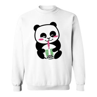 Panda Sipping Bubble Tea Cute Animal Inspired Anime Sweatshirt | Mazezy